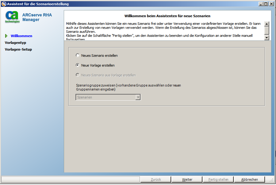 Assistent "Neue Vorlage"