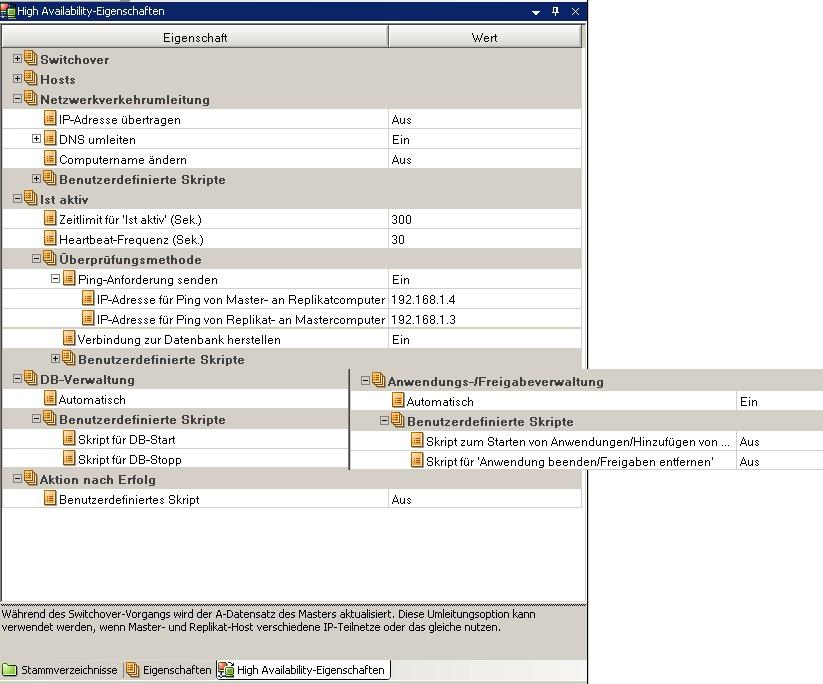 HA-Eigenschaften mit Skripten "Ein"
