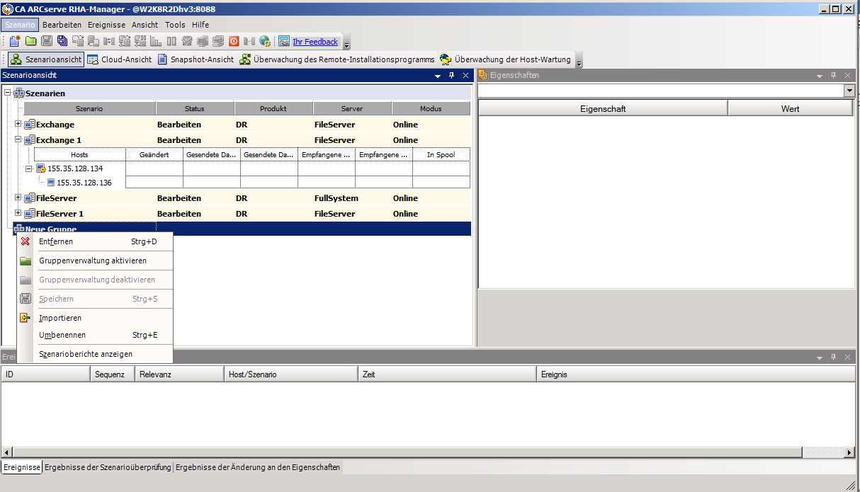 Klicken Sie mir der rechten Maustaste auf die Gruppe und aktivieren Sie "Central Management"