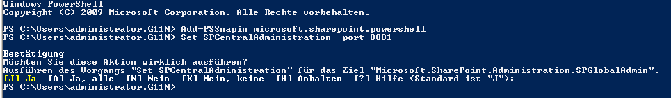 PowerShell-Schnittstelle mit Bestätigung