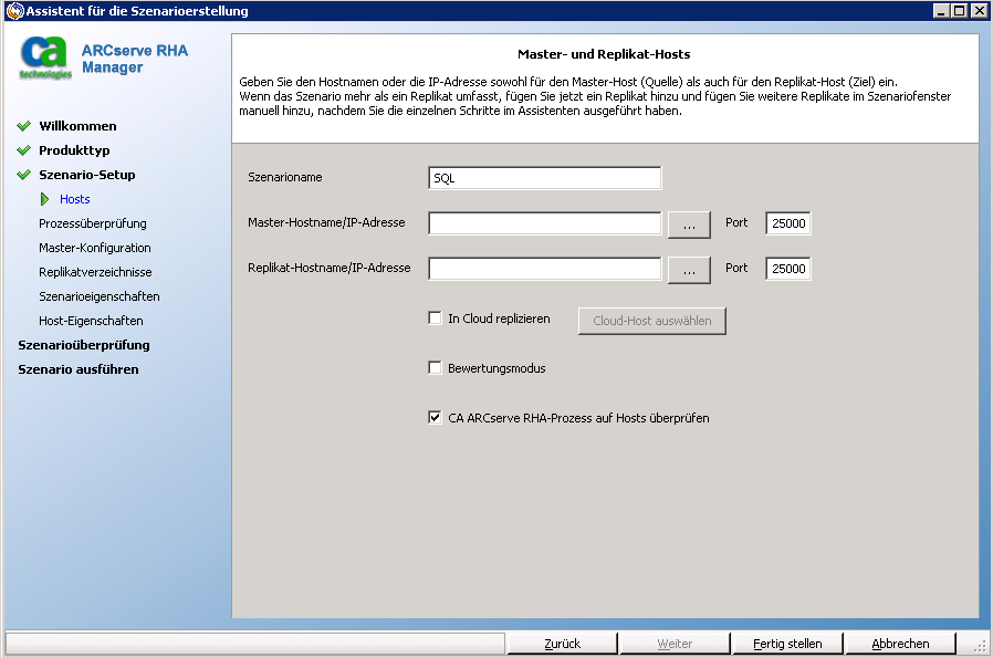 Assistent für die Szenarioerstellung