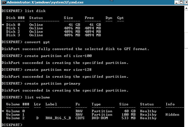 Befehl "DiskPart" mithilfe des Arguments "Convert Dynamic".