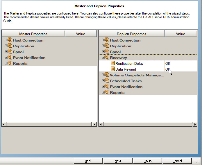 Master and replica properties