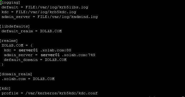 Ejemplo del archivo krb5.conf editado