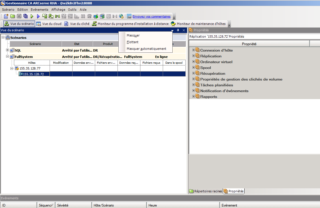 Cliquez sur un volet et faites-le glisser pour accéder aux contrôles d'ancrage.