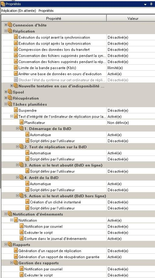 propriétés avec activation de scripts