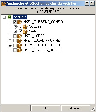 Clés de registre sur l'ordinateur maître
