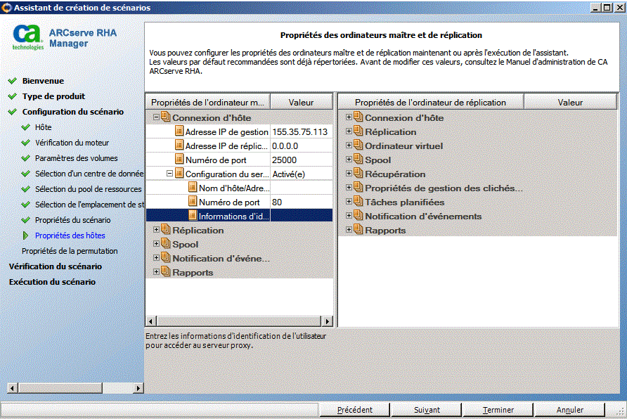 Exemple 2 - Propriétés d'hôte