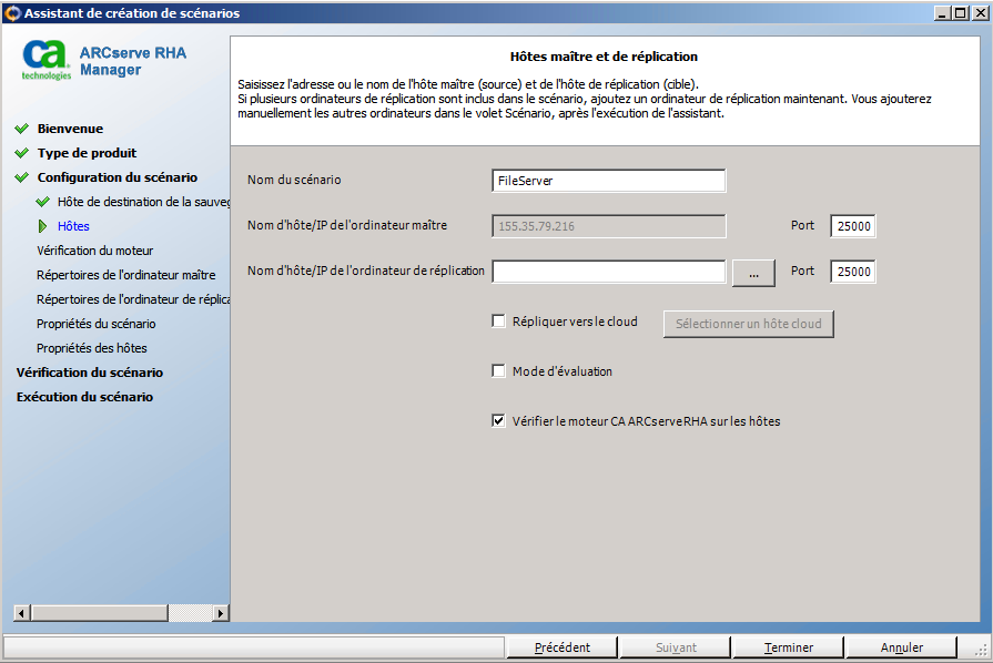 hôtes maître et de réplication