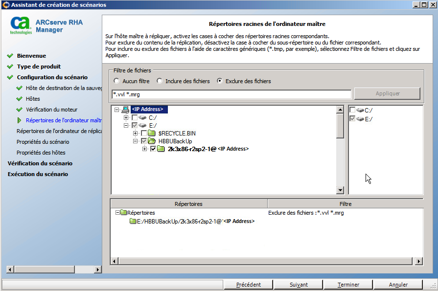 Répertoire racine de l'ordinateur maître