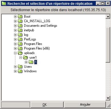 Recherche dans le dossier de réplication