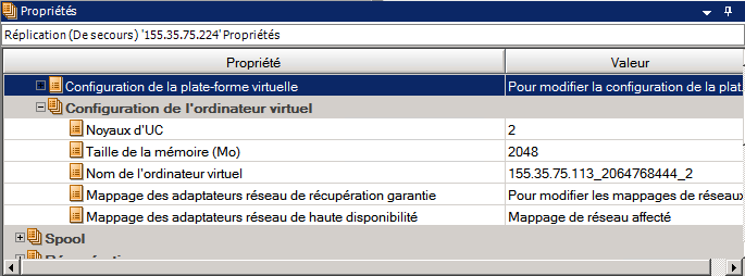 propriété de configuration de l'ordinateur virtuel