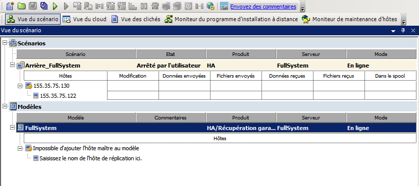 Modèle dans la vue de scénario