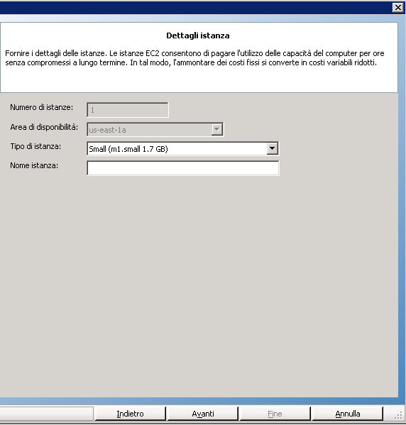 Specificare i dettagli dell'istanza EC2 da utilizzare