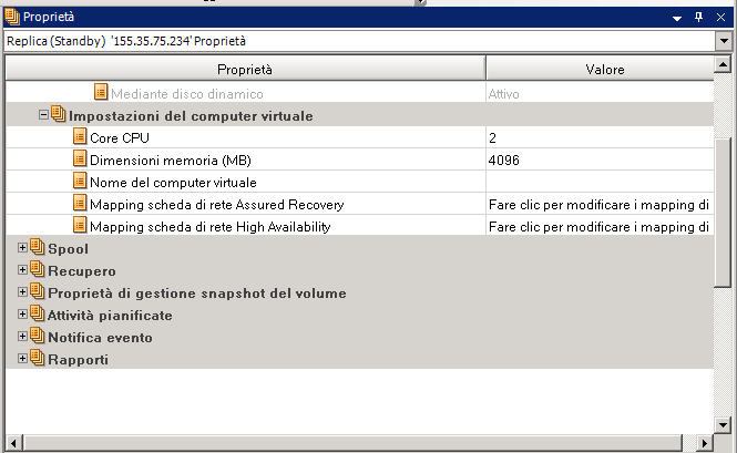proprietà impostazioni del computer virtuale