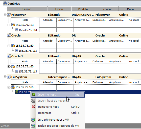 inserir host