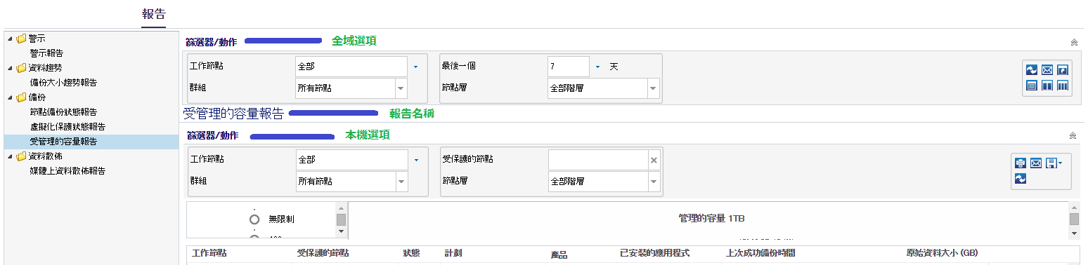 報告索引標籤