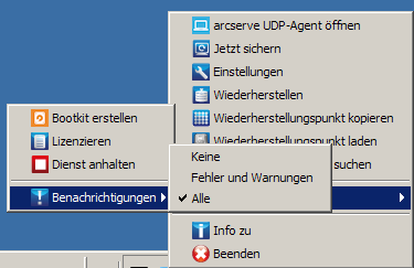 Taskleistensymbol, Erweiterte Einstellungen, Dienst anhalten