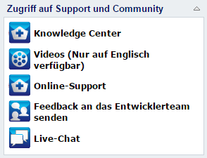 Startseite von D2D On Demand - Taskleiste für Support und Community