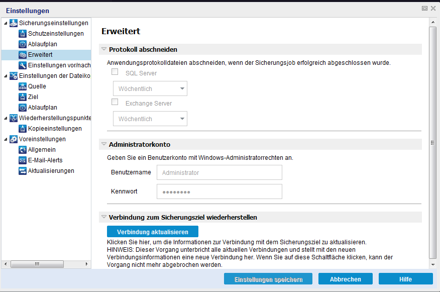 caadr--Jetzt sichern - Einstellungen-W