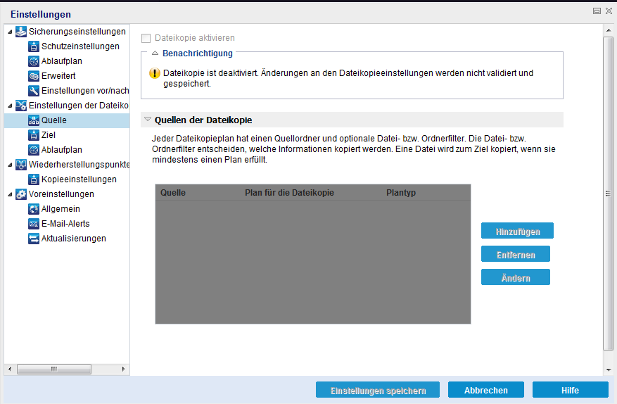 Dialogfeld "Einstellungen der Dateikopie - Quelle"