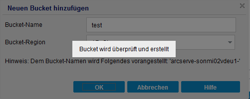 Cloud-Konfiguration - Neuer Bucket 2
