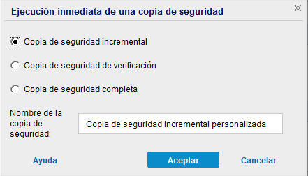 Realizar una copia de seguridad ahora