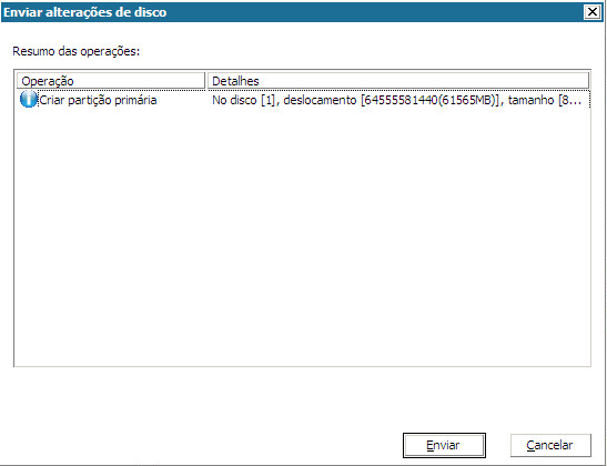 Boîte de dialogue Récupération à chaud - Soumettre les modifications apportées au disque