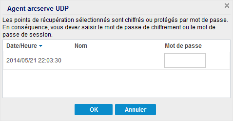 Boîte de dialogue Restaurer - Chiffrement