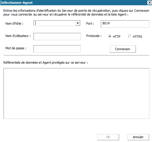 Boîte de dialogue Récupération à chaud - Sélectionner un dossier