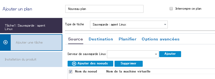 Ajout d'un plan Linux