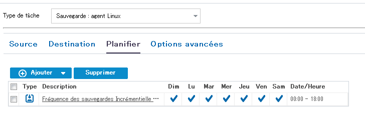 Onglet Planification