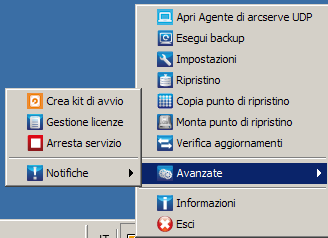 Icona di accesso rapido di sistema, impostazioni avanzate, interruzione del servizio