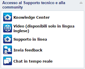 Pagina principale CA D2D On Demand - Barra delle attività della Community di supporto