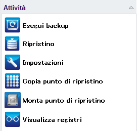 Pagina principale - Barra attività delle funzionalità