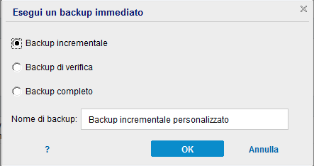 Esegui backup