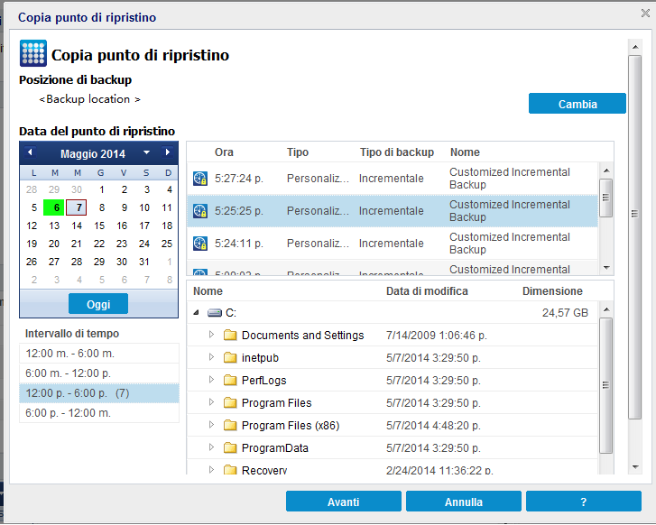 Gestione punti di ripristino