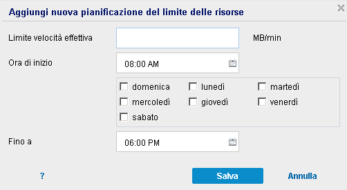 Esegui backup - Pianificazione
