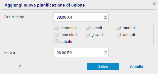 Esegui backup - Pianificazione