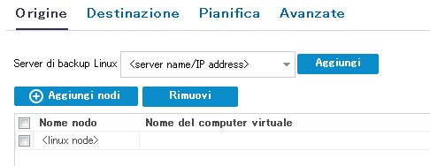 Selezione di un'attività per Linux