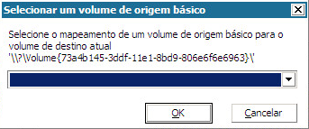 caixa de diálogo Recuperação Bare Metal - Selecionar um volume de origem básico.