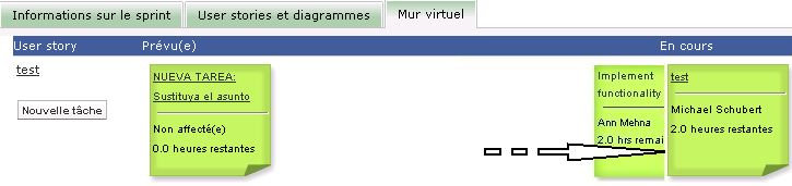 Modification du statut d'une tâche en la glissant de la colonne En cours dans la colonne Terminé(e)