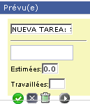 Représentation graphique d'une fiche de tâche avec ses champs modifiables