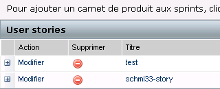 Illustration présentant l'icône Supprimer dans le panneau de carnet de sprint