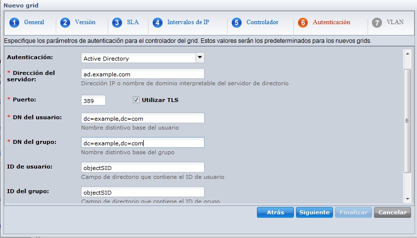 Ficha Autenticación de los servicios de Active Directory para BFC