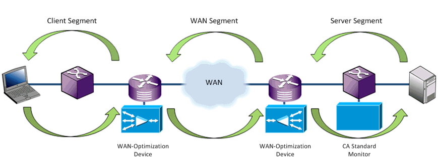 Monitoring WAN-optimized network segments.