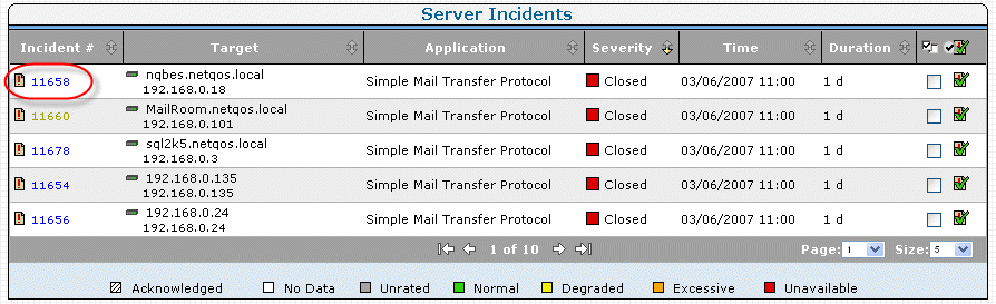 Click the incident to display its details.