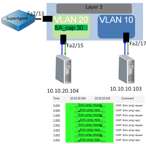 Diagram depicting how to capture all traffic on a VLAN