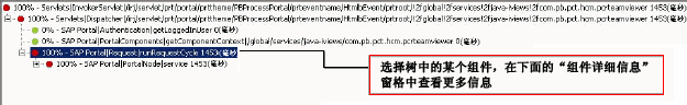 在事务跟踪器树视图中，选择一个组件以查看“组件详细信息”窗格中显示的更多信息。