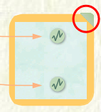 位置映射元素上的折角记号控件显示在元素的右上角。 单击该控件可展开其依赖关系。